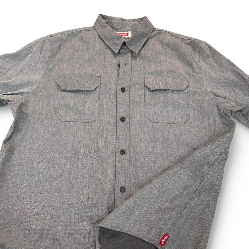 Grey Wrangler cotton button-up shirt XL - New without tags | Summer button down - Picture 7 of 8
